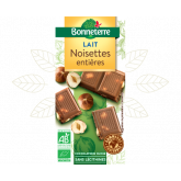 Chocolat lait noisettes enitères Bonneterre - 100g