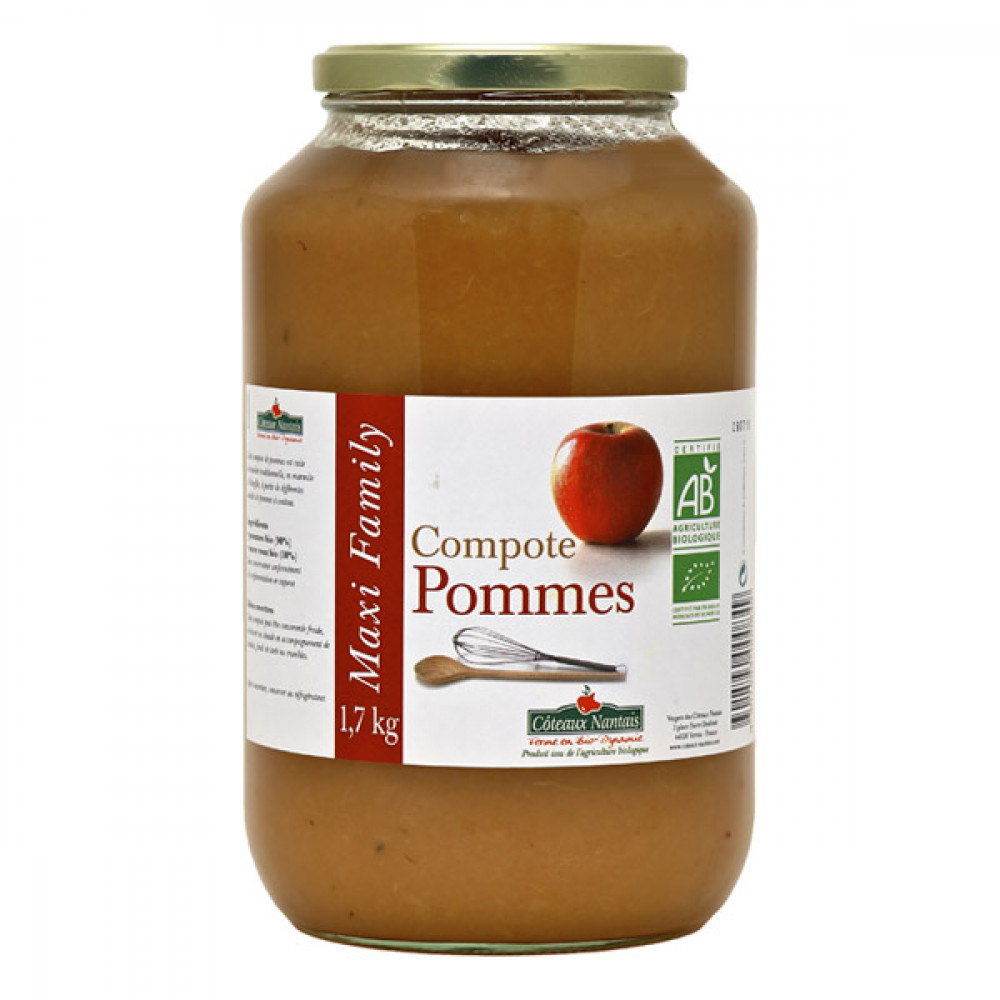Compotes de pommes bio 1.7kg format familial Dessert fruits Course