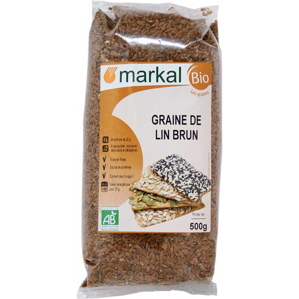 Graines de lin brun bio 500g Course en ligne Cashbio